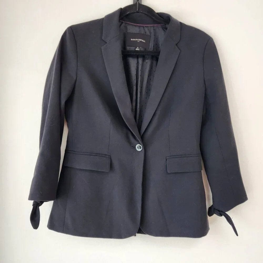 Banana Republic Black Blazer Jacket Career Professional Fitted Women's 0